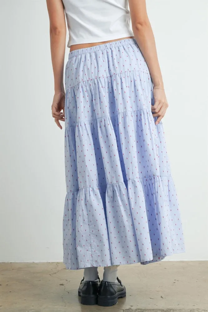 Light Blue Printed Tiered Maxi Skirt sold by Pinkblush product image thumbnail 3