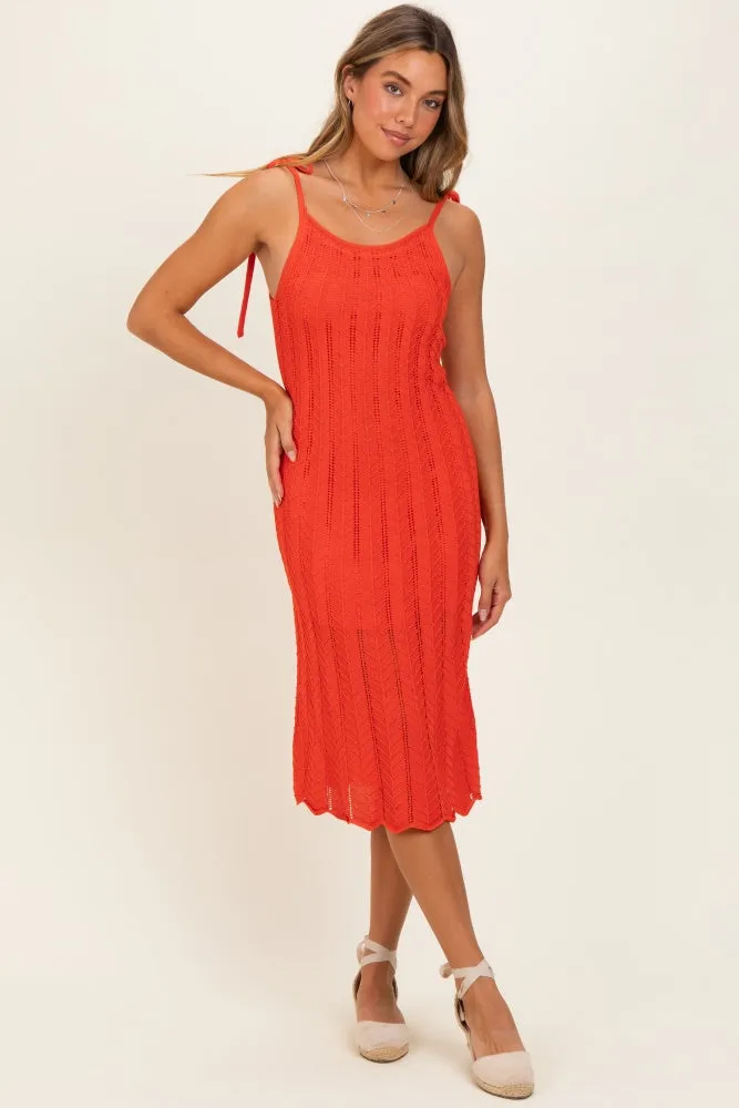 Red Orange Tied Shoulder Strap Midi Dress sold by Pinkblush