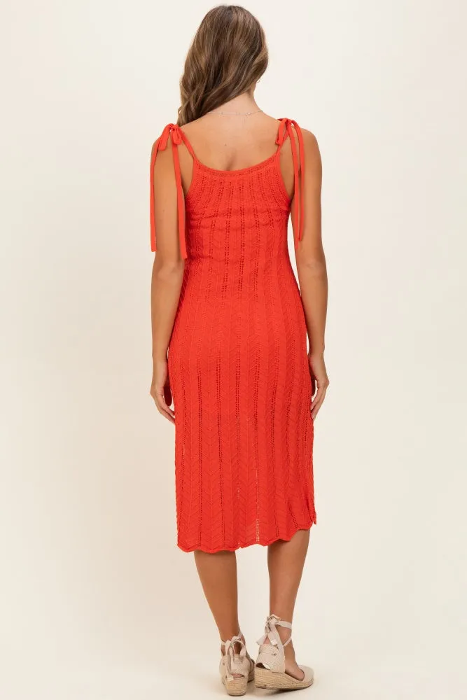 Red Orange Tied Shoulder Strap Midi Dress sold by Pinkblush product image thumbnail 3
