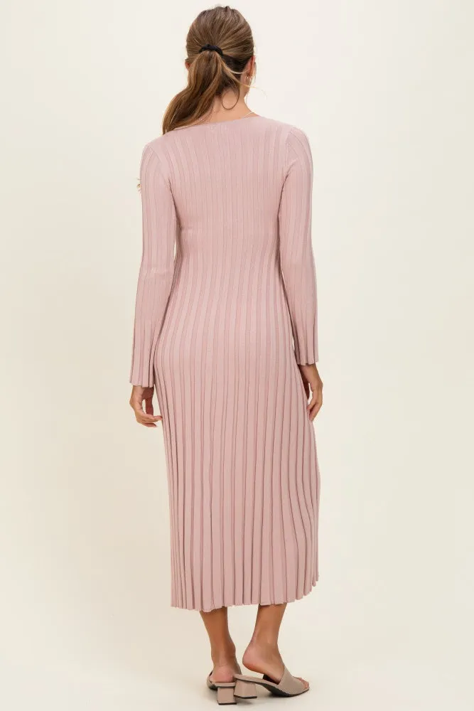 Mauve Ribbed Knit Maxi Dress sold by Pinkblush product image thumbnail 3