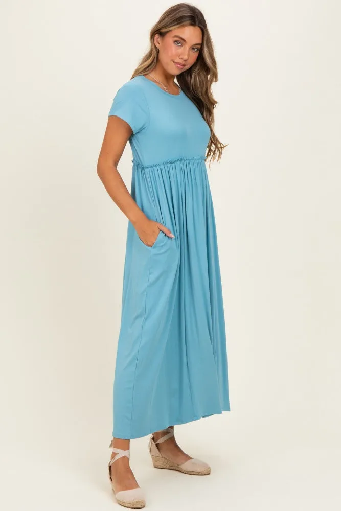 Capri Blue Ruffle Trim Maxi Dress sold by Pinkblush product image thumbnail 2