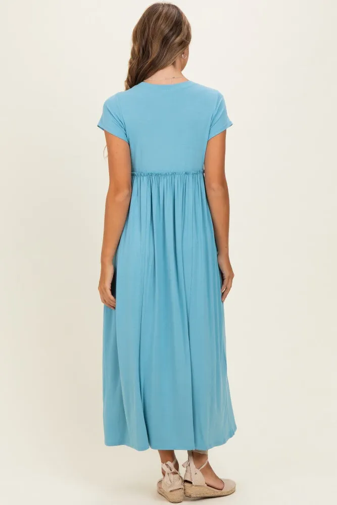 Capri Blue Ruffle Trim Maxi Dress sold by Pinkblush product image thumbnail 3