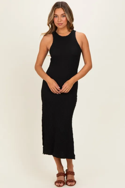 Black Textured Sleeveless Maxi Dress made by By Together