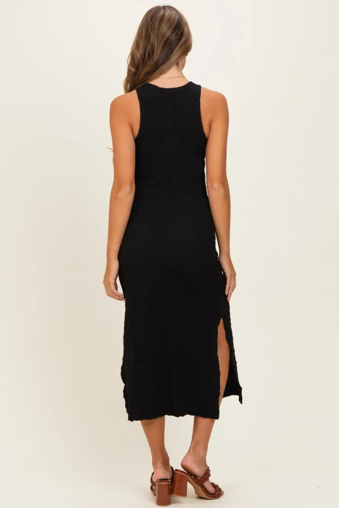 Black Textured Sleeveless Maxi Dress sold by Pinkblush product image thumbnail 3