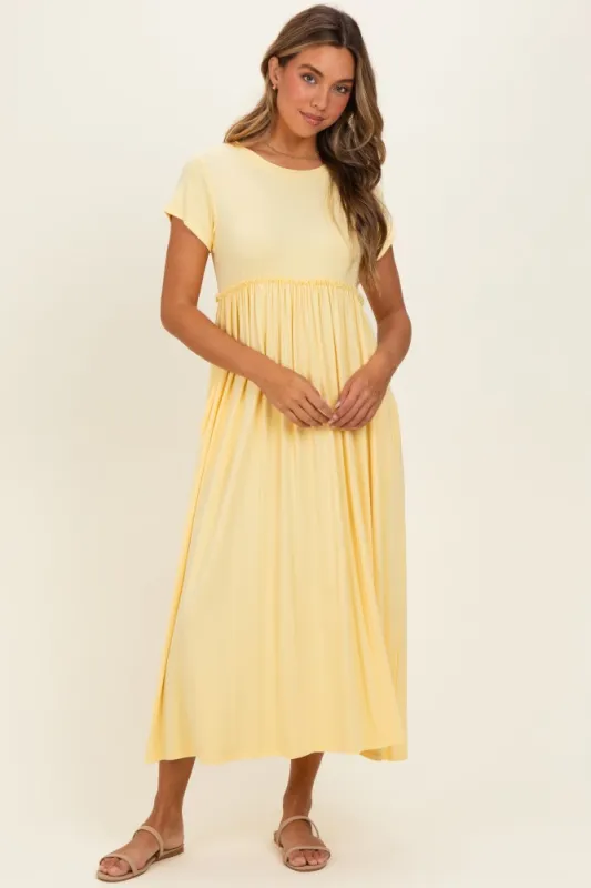 Soft Lemon Ruffle Trim Maxi Dress made by Pinkblush