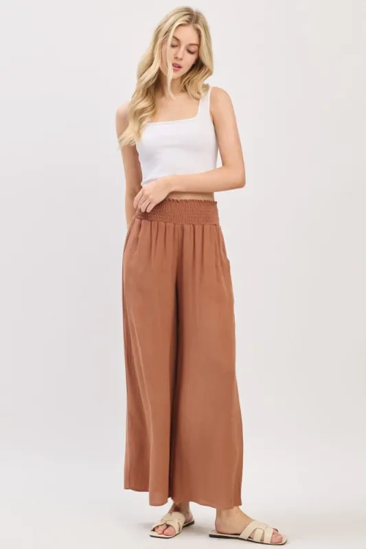 Nutshell Smocked Waistband Wide Leg Pants made by Final Touch