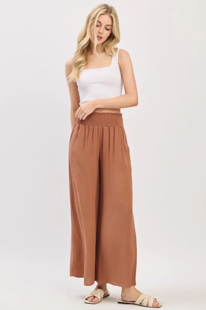 Nutshell Smocked Waistband Wide Leg Pants sold by Pinkblush