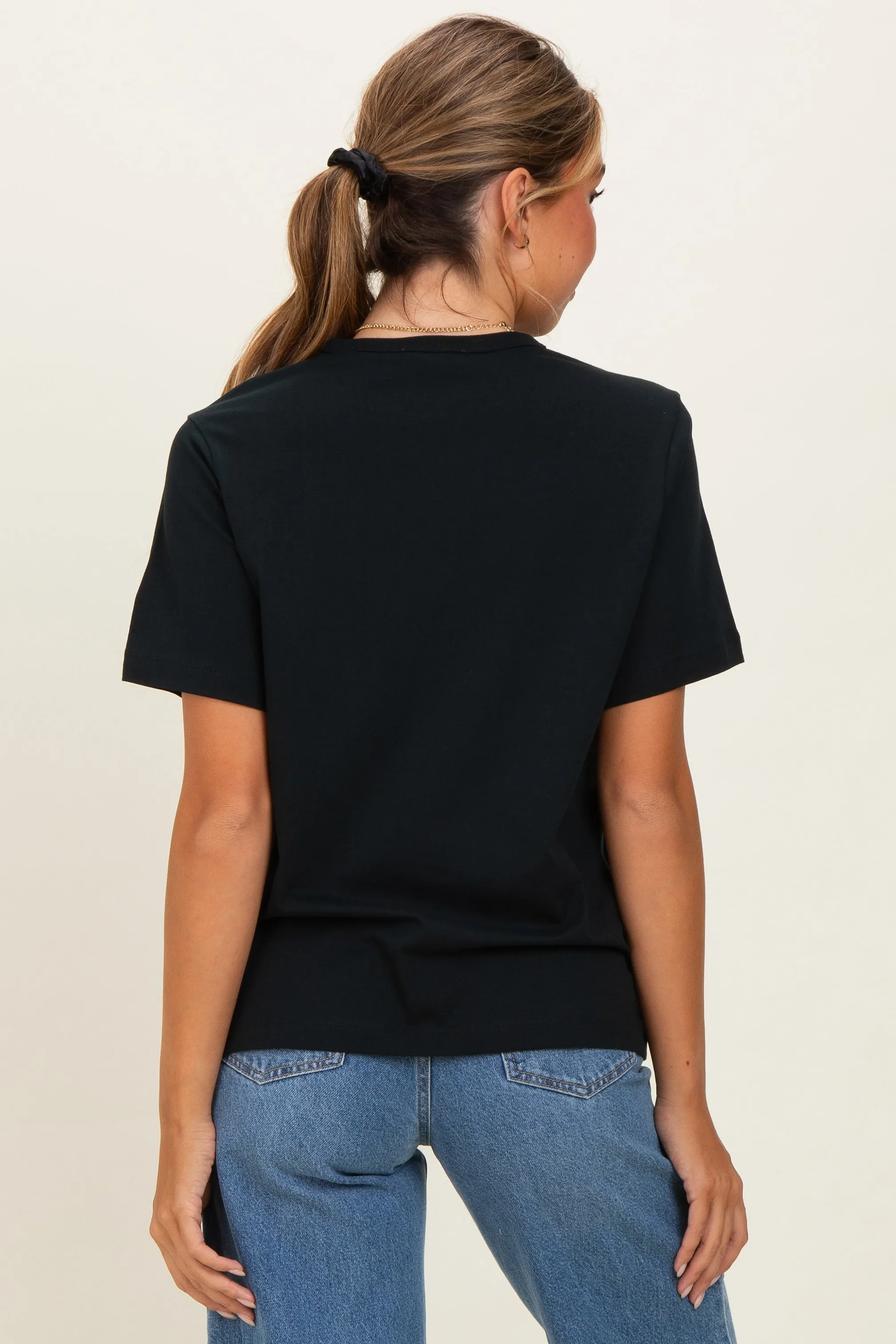 Black Oversized Short Sleeve Crew Neck T-Shirt sold by Pinkblush product image thumbnail 4