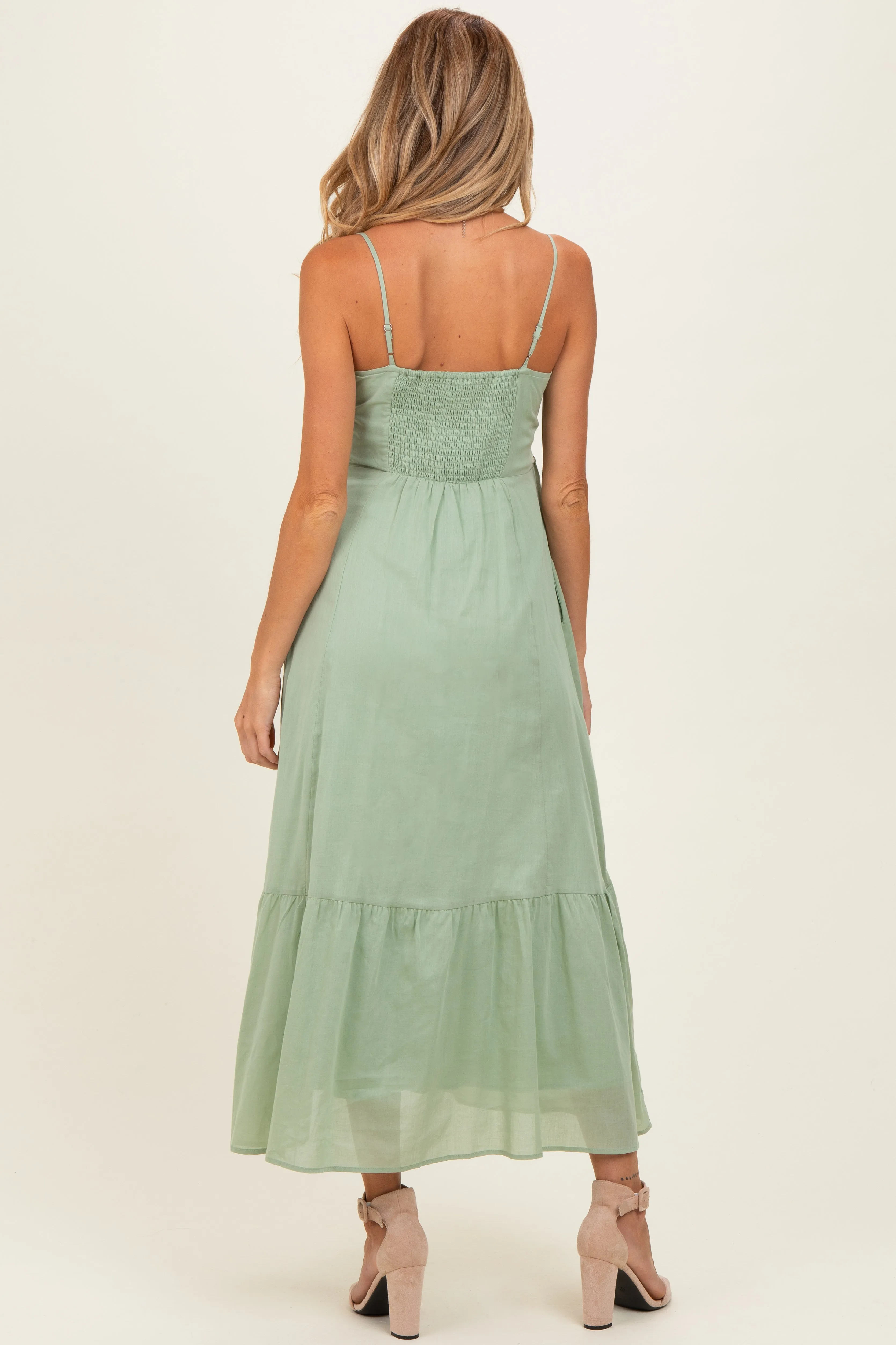 Moss Green Lace Accent Maternity Maxi Dress sold by Pinkblush product image thumbnail 4