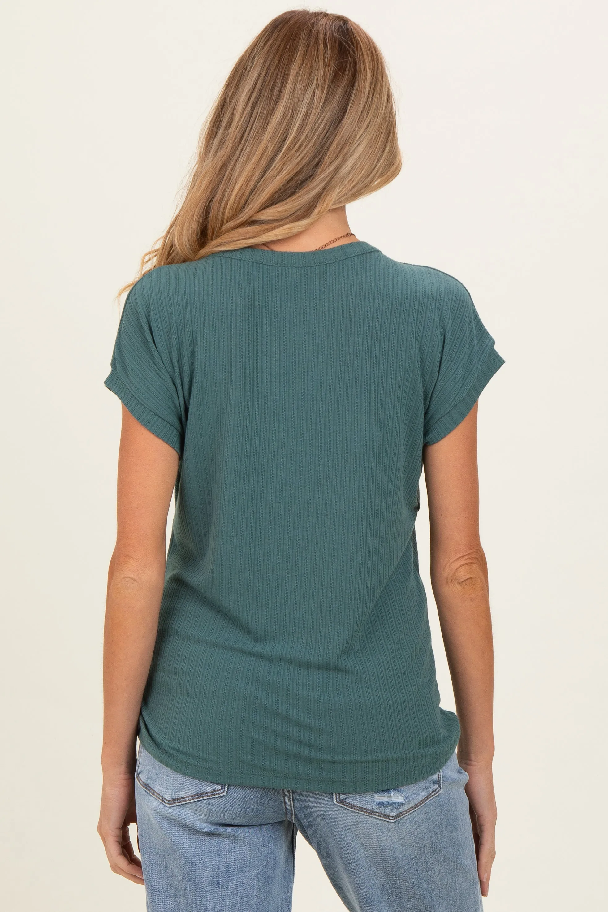 Forest Green V-Neck Pointelle Knit Maternity Top sold by Pinkblush product image thumbnail 4