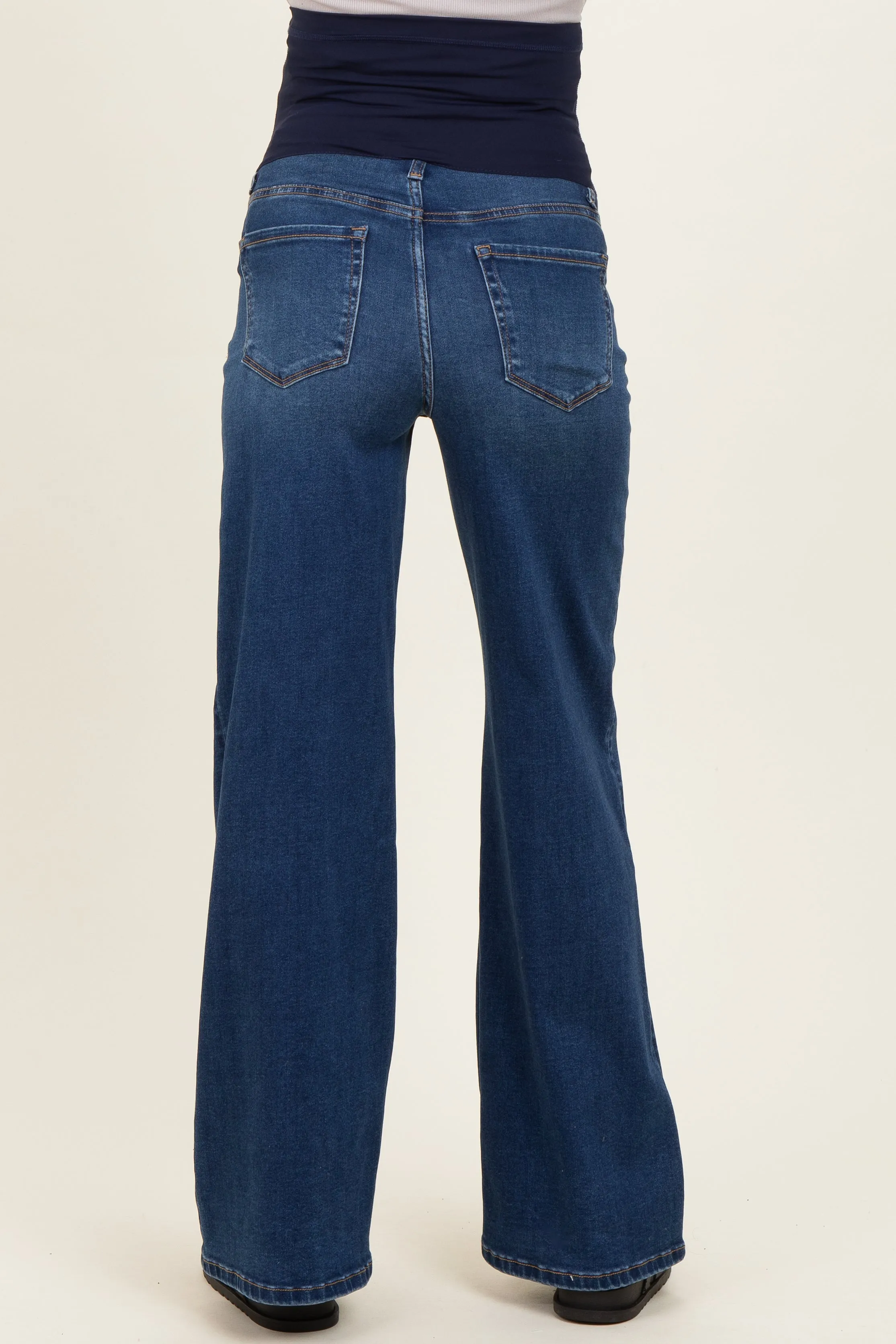 Navy Soft Wide Leg Maternity Jeans sold by Pinkblush product image thumbnail 4