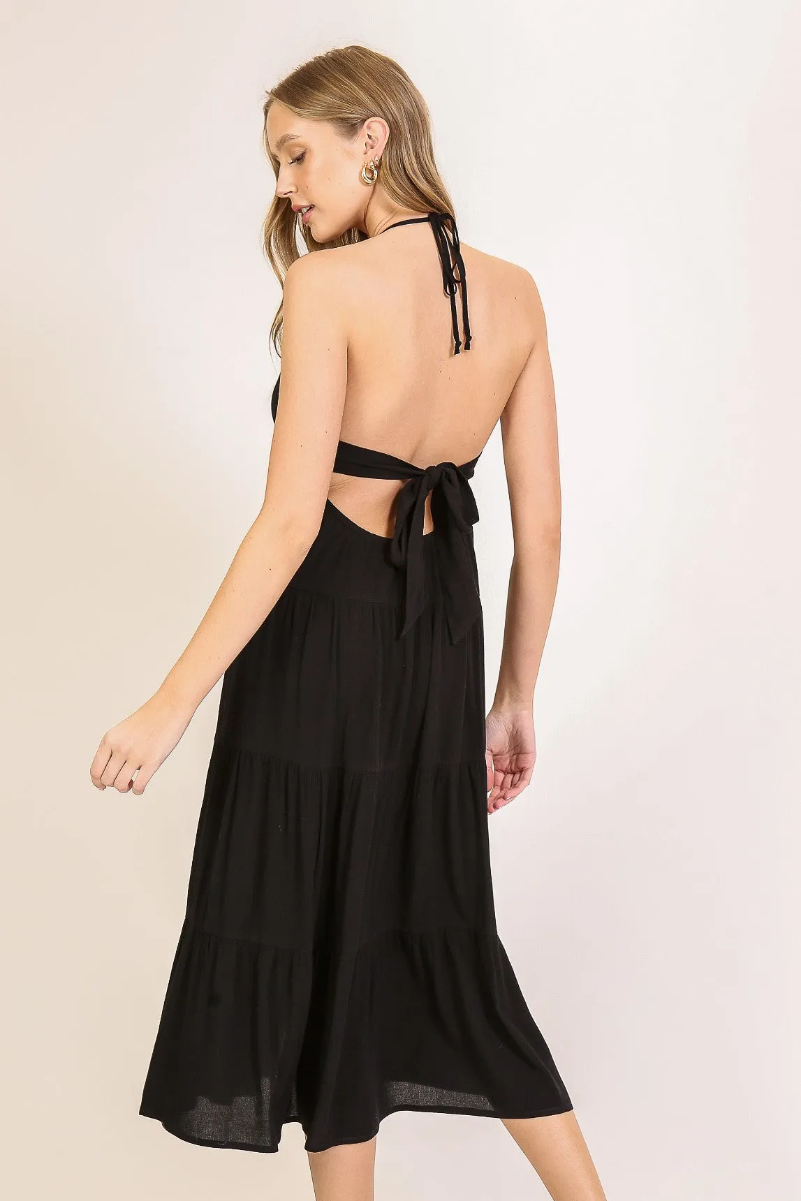 Black Halter Cutout Midi Dress sold by Pinkblush product image thumbnail 5