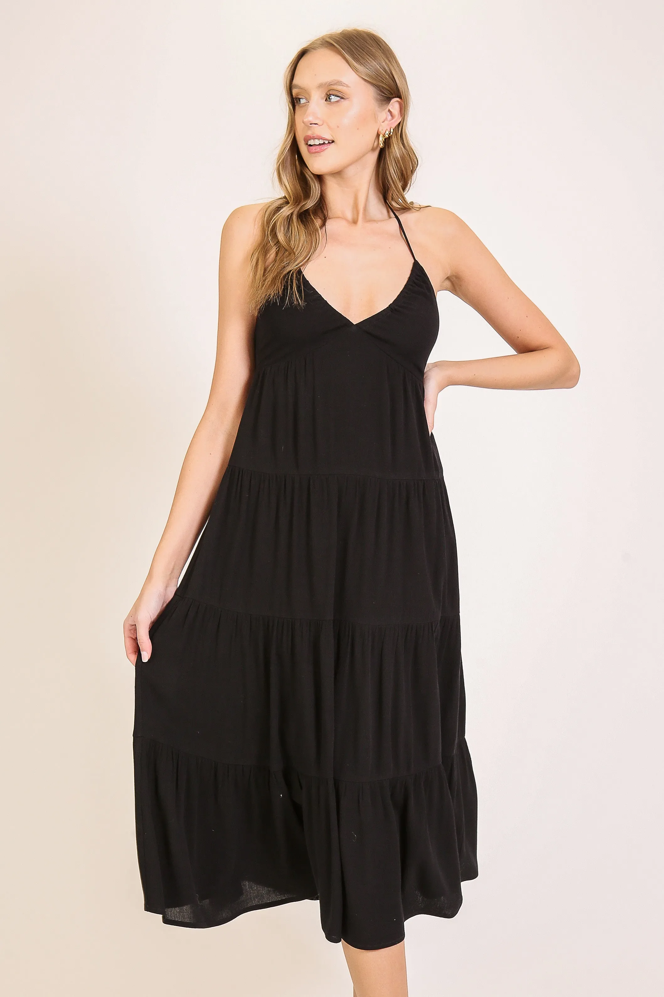 Black Halter Cutout Midi Dress sold by Pinkblush product image thumbnail 3