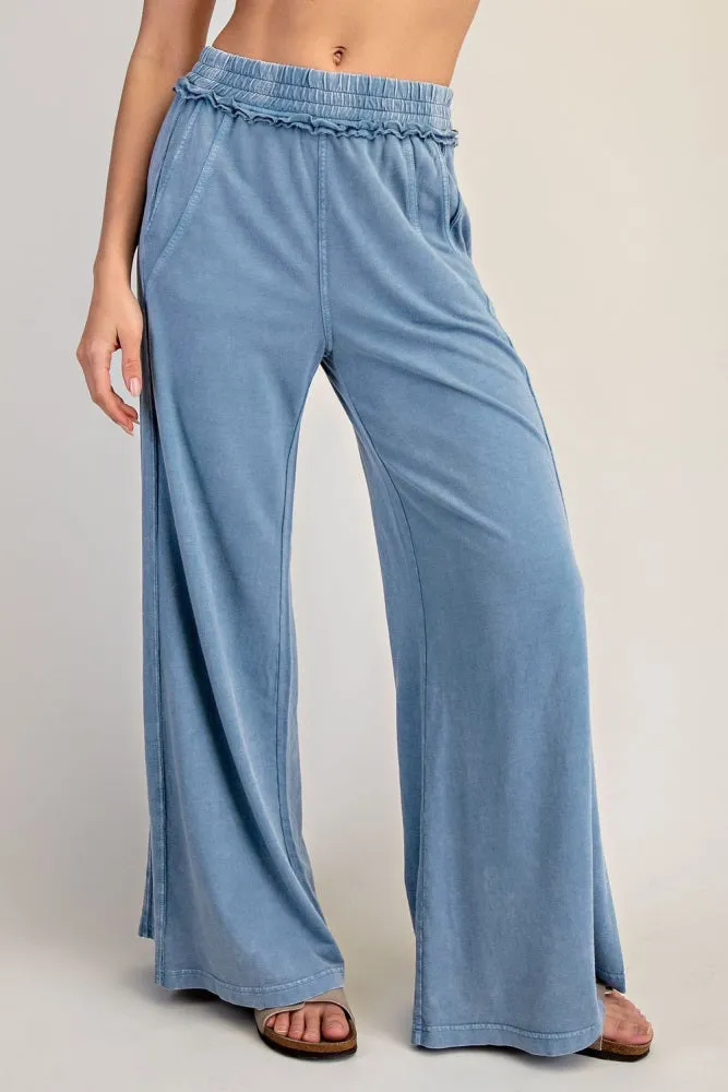 Dusty Blue Mineral Wash Wide Leg Pants sold by Pinkblush product image thumbnail 2