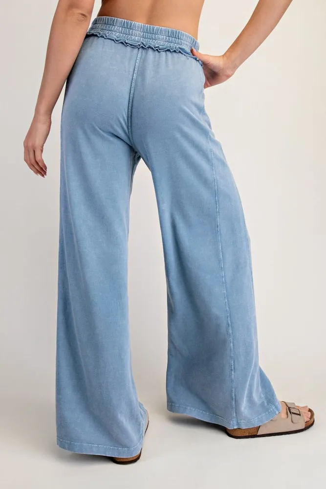 Dusty Blue Mineral Wash Wide Leg Pants sold by Pinkblush product image thumbnail 4