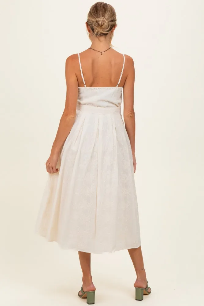 Cream Embroidered Tie Waist Maternity Midi Dress sold by Pinkblush product image thumbnail 4