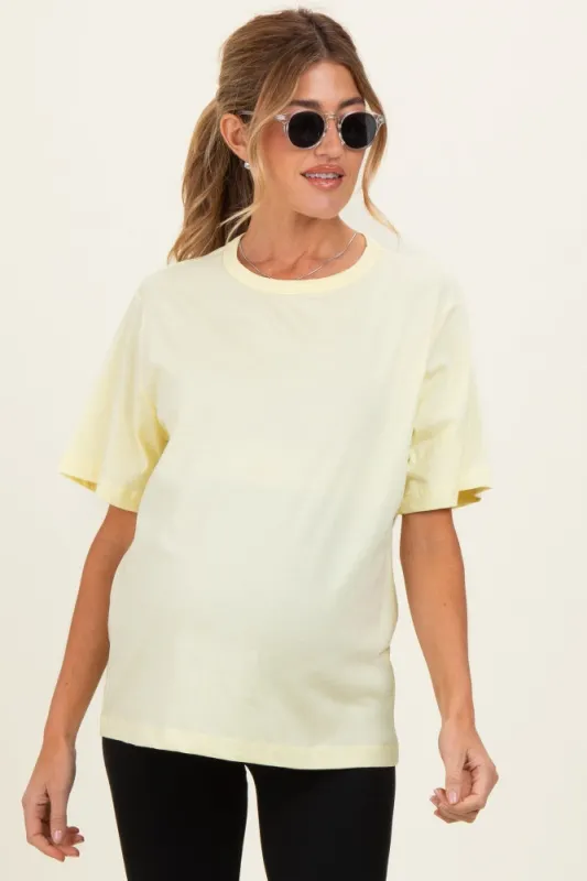 Yellow Oversized Short Sleeve Crew Neck Maternity T-Shirt made by HYFVE