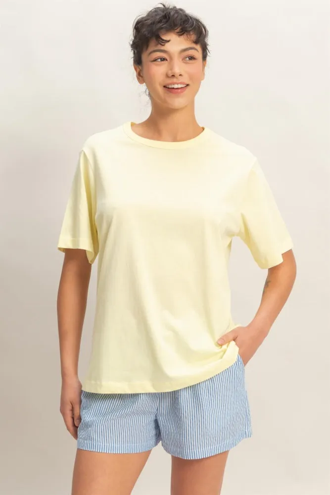 Yellow Oversized Short Sleeve Crew Neck Maternity T-Shirt sold by Pinkblush product image thumbnail 5
