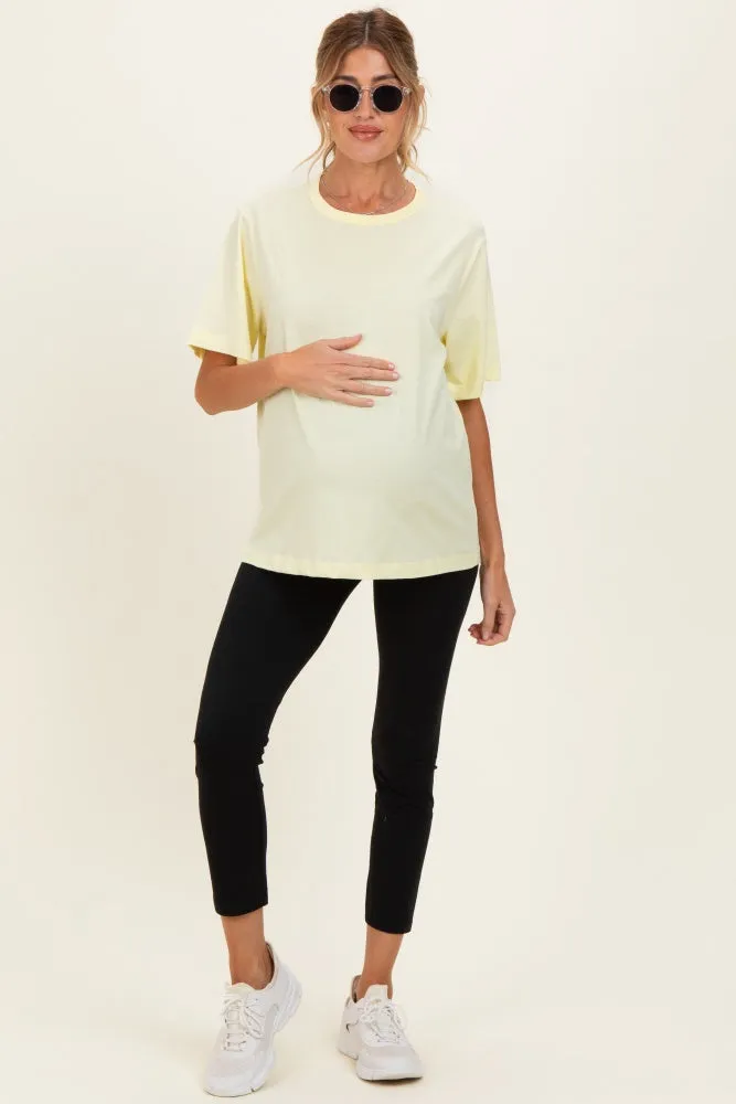 Yellow Oversized Short Sleeve Crew Neck Maternity T-Shirt sold by Pinkblush product image thumbnail 2