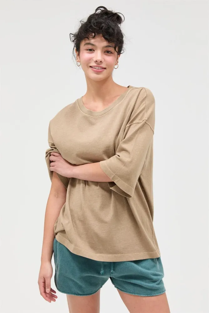 Mocha Pigment Oversized Half-Sleeve Maternity T-Shirt sold by Pinkblush product image thumbnail 5