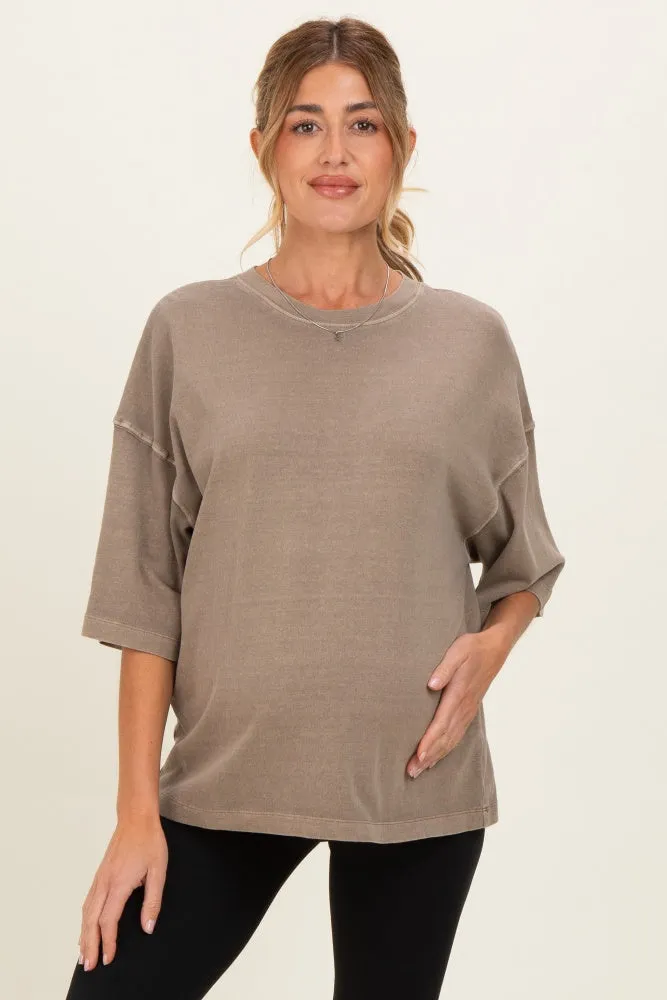 Mocha Pigment Oversized Half-Sleeve Maternity T-Shirt sold by Pinkblush product image thumbnail 2