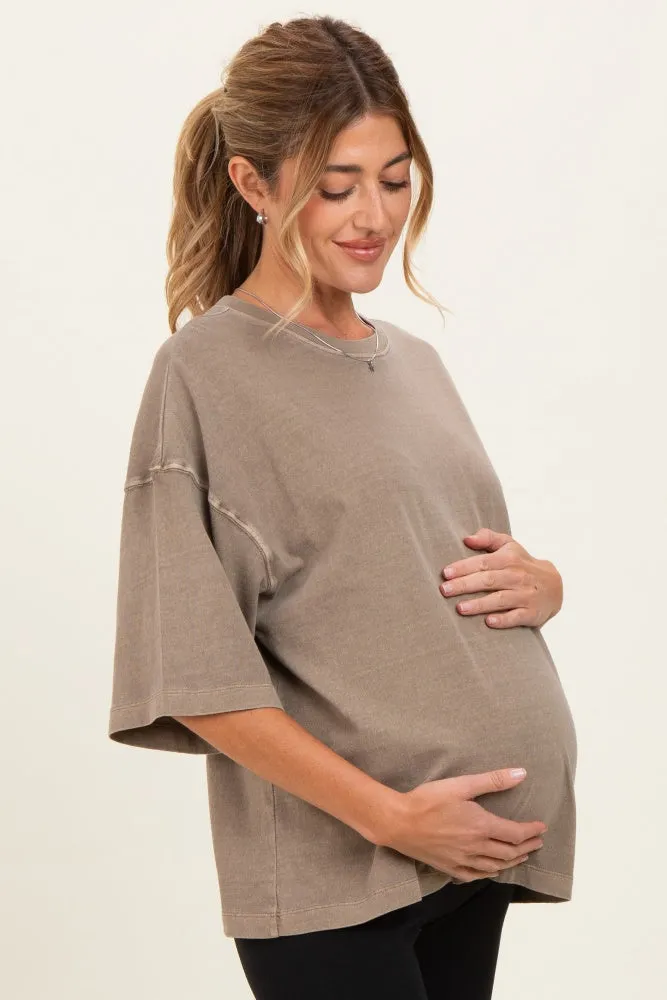 Mocha Pigment Oversized Half-Sleeve Maternity T-Shirt sold by Pinkblush product image thumbnail 3