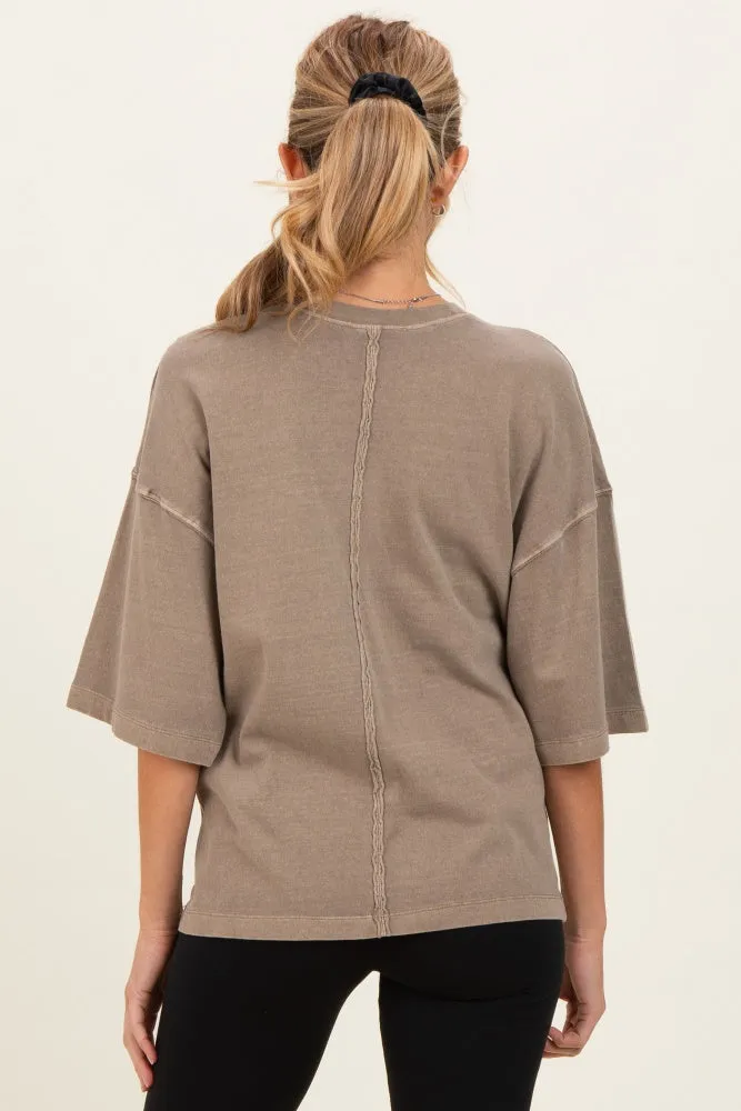 Mocha Pigment Oversized Half-Sleeve Maternity T-Shirt sold by Pinkblush product image thumbnail 4