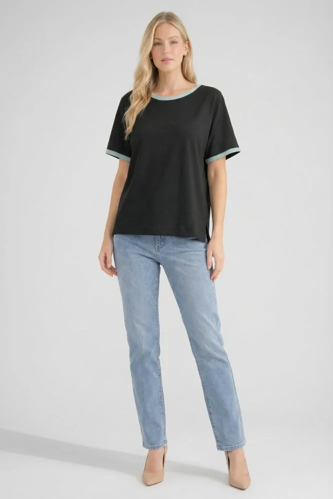 Black Contrast Trim Boxy Fit Tee sold by Pinkblush product image thumbnail 2