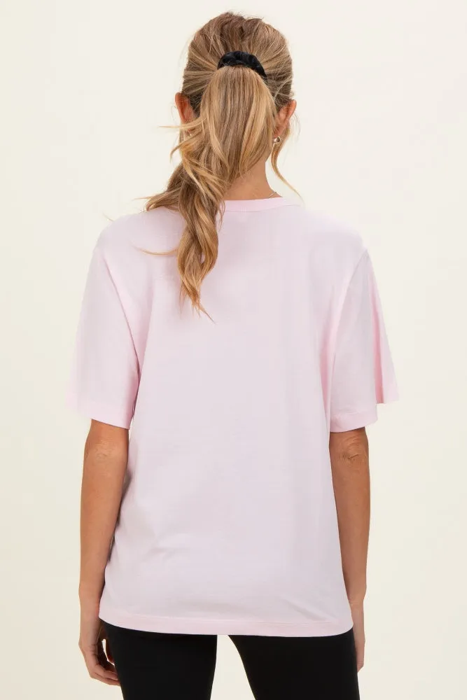 Soft Pink Oversized Short Sleeve Crew Neck Maternity T-Shirt sold by Pinkblush product image thumbnail 4