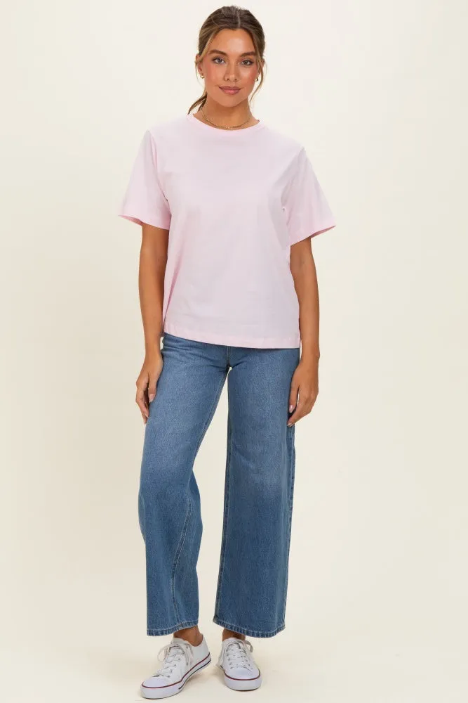 Soft Pink Oversized Short Sleeve Crew Neck Maternity T-Shirt sold by Pinkblush product image thumbnail 5