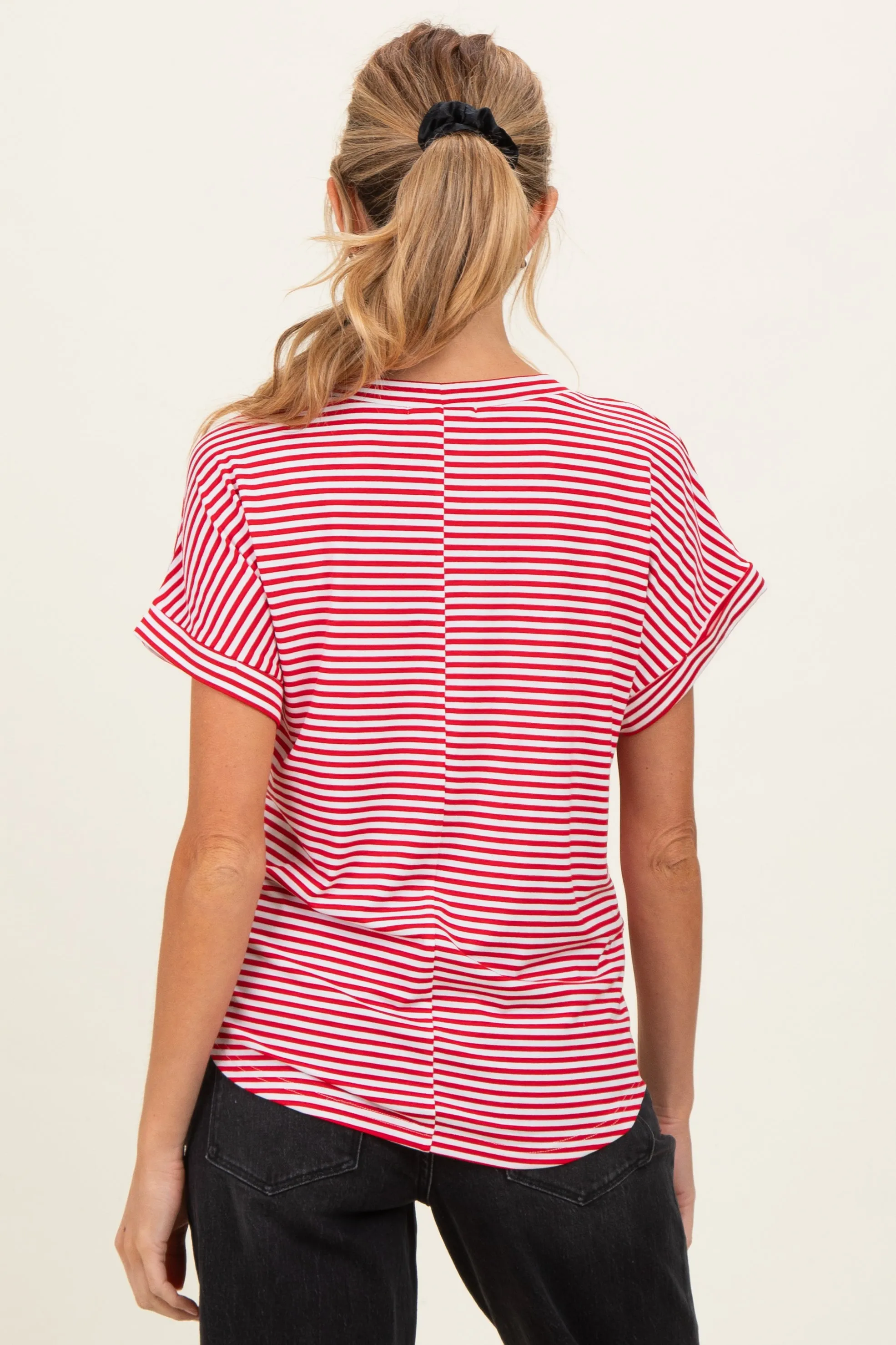 Red Striped Short Sleeve Maternity Top sold by Pinkblush product image thumbnail 4