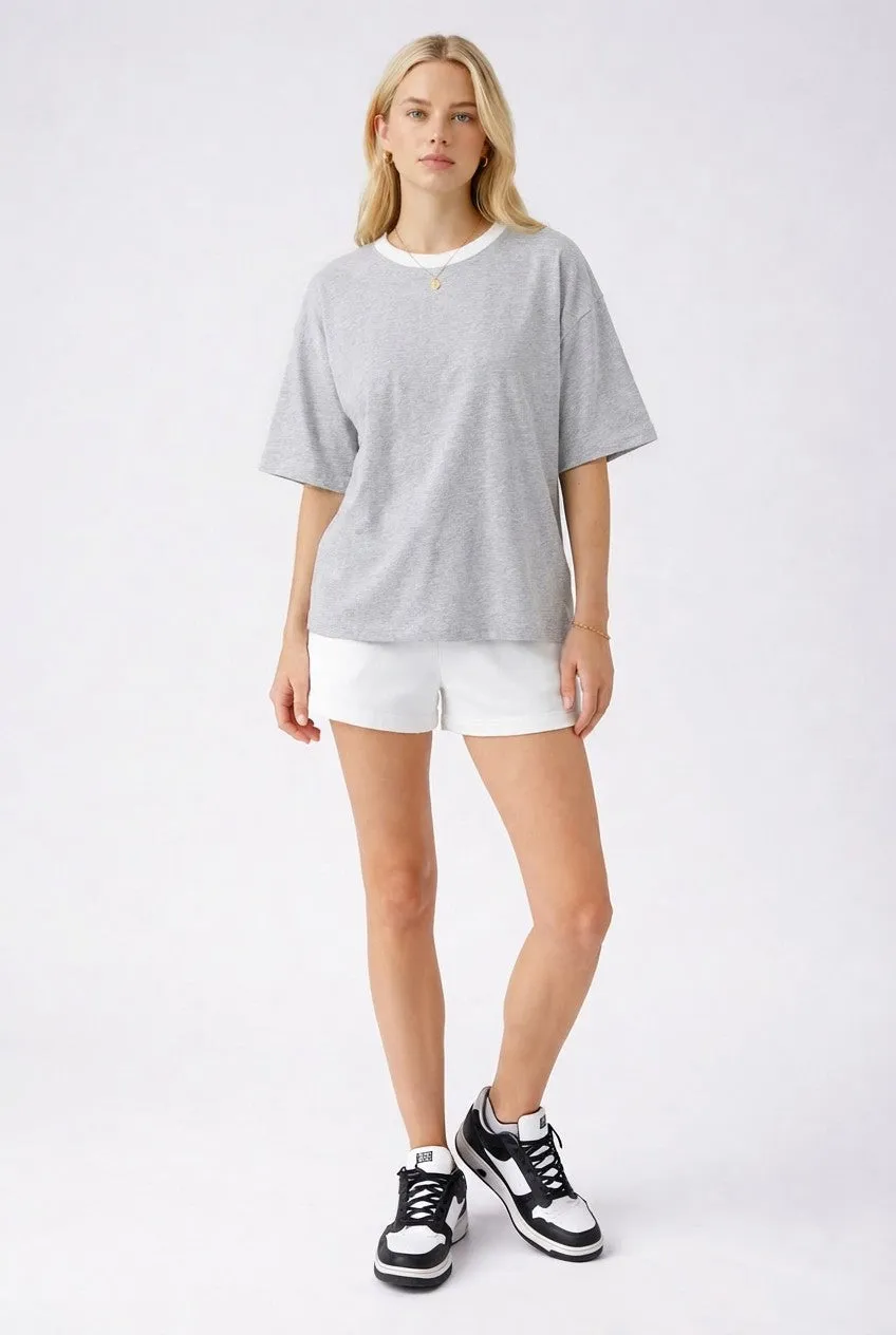 Heather Grey Relaxed Fit Contrast Neckline Tee sold by Pinkblush product image thumbnail 2