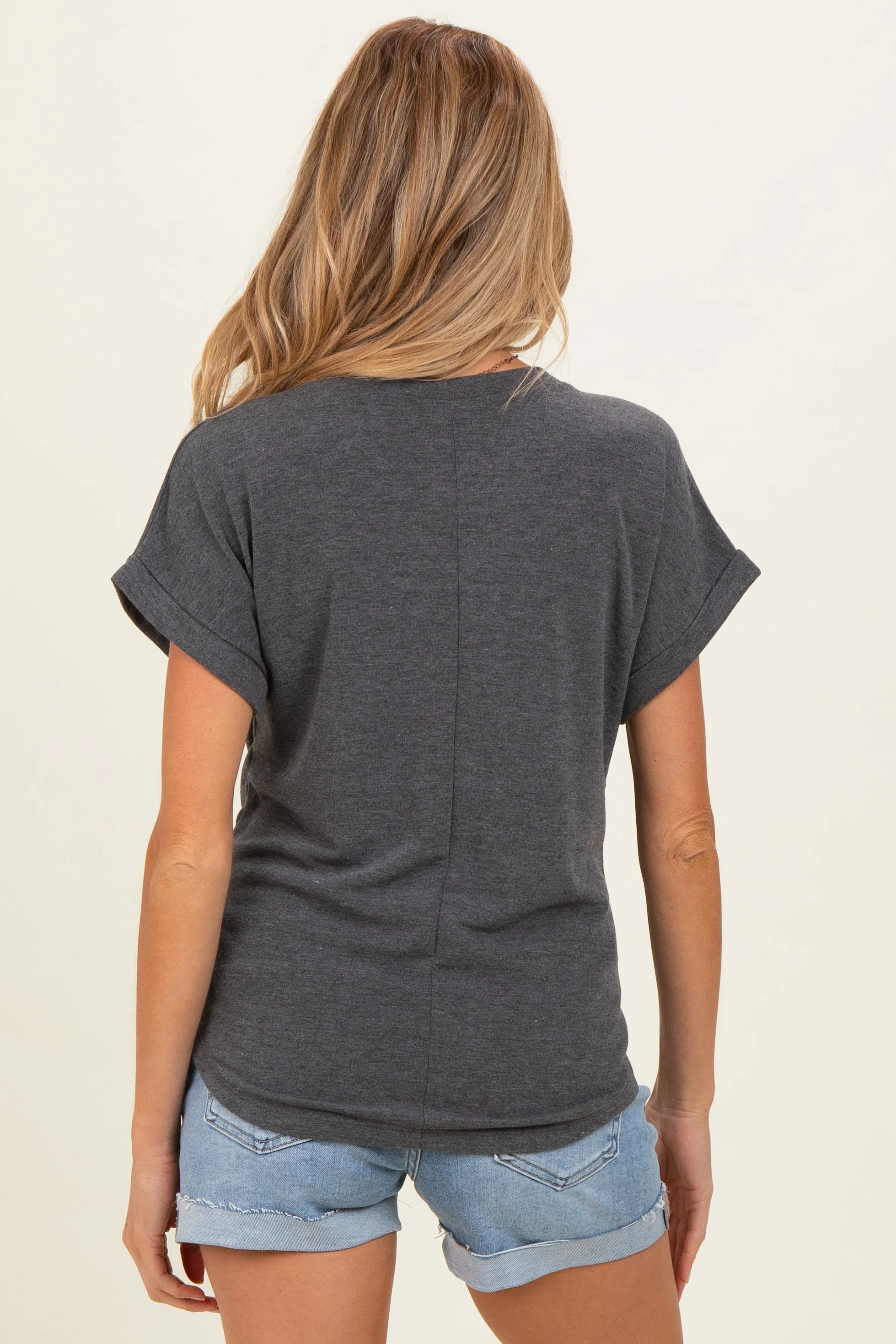 Charcoal Terry Knit Basic Maternity Top sold by Pinkblush product image thumbnail 4