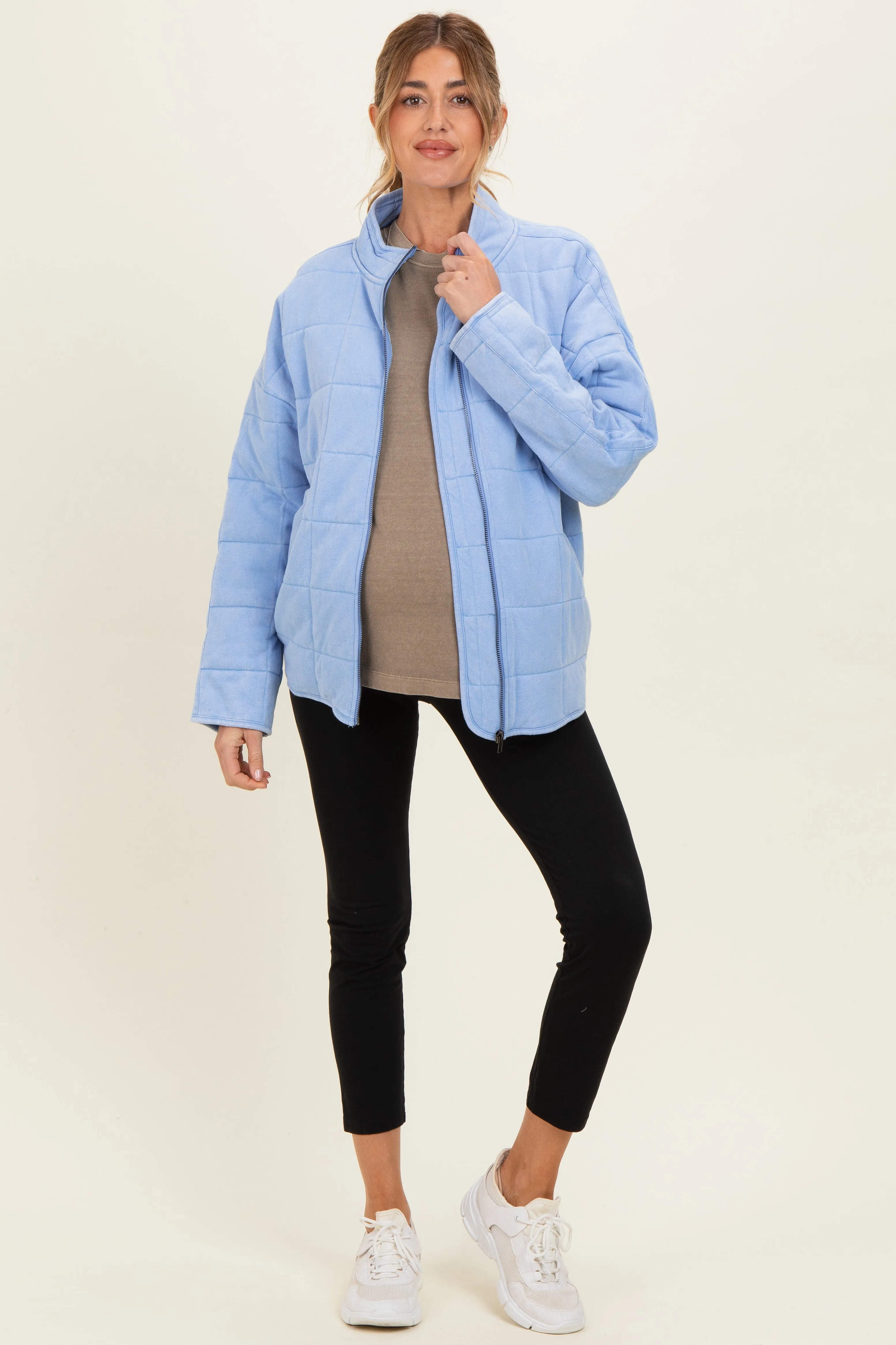 Sky Blue Oversized Quilted Maternity Jacket sold by Pinkblush product image thumbnail 2