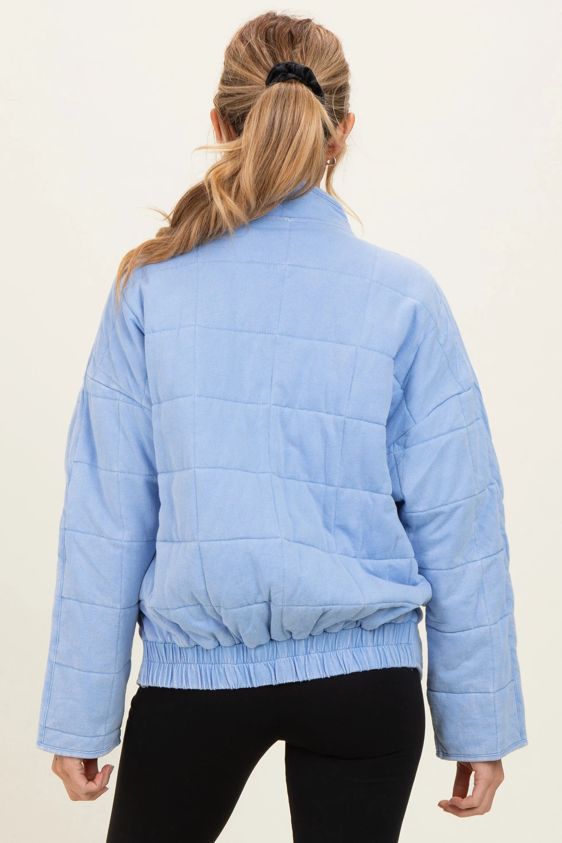 Sky Blue Oversized Quilted Maternity Jacket sold by Pinkblush product image thumbnail 4