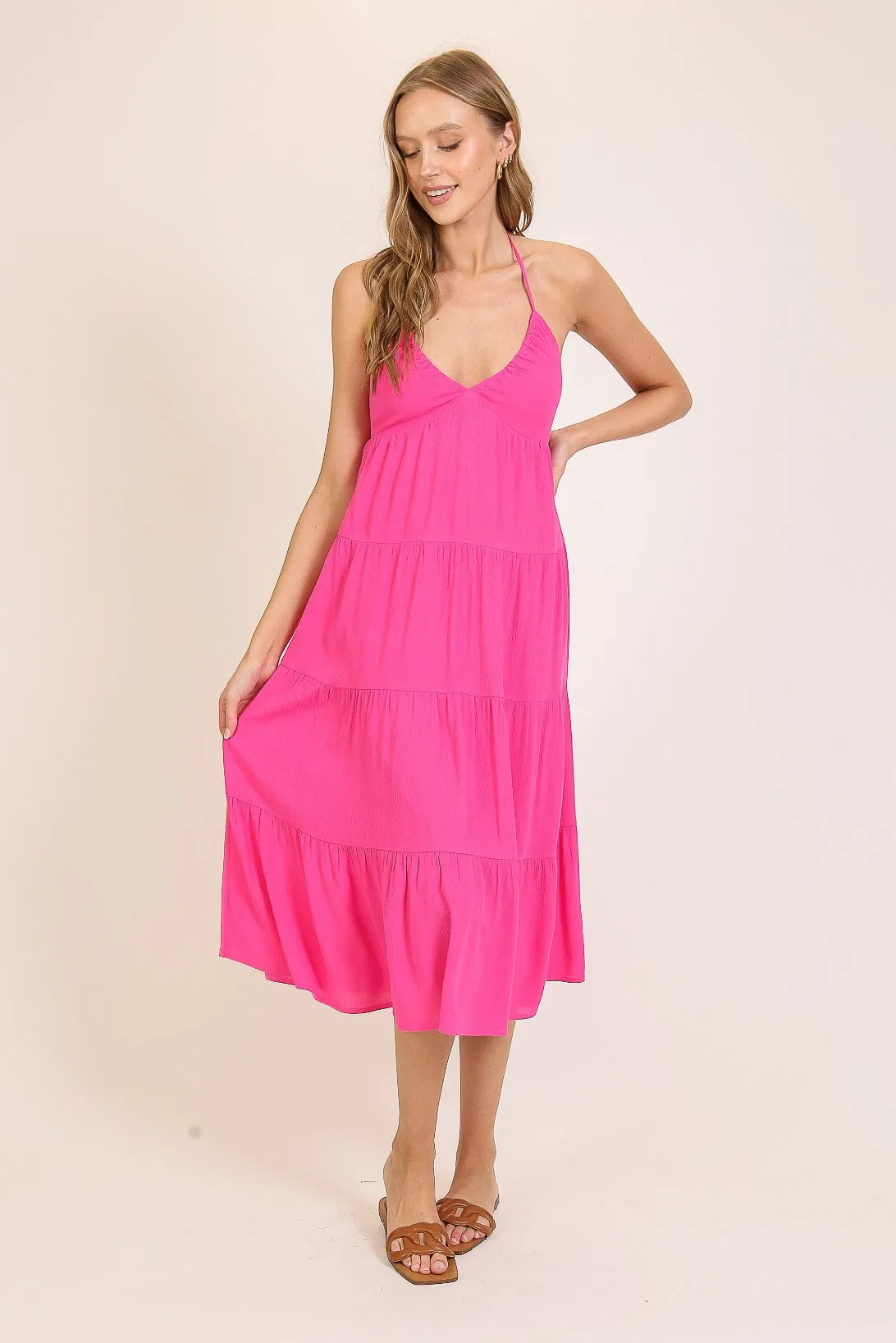 Pink Halter Cutout Midi Dress sold by Pinkblush product image thumbnail 2