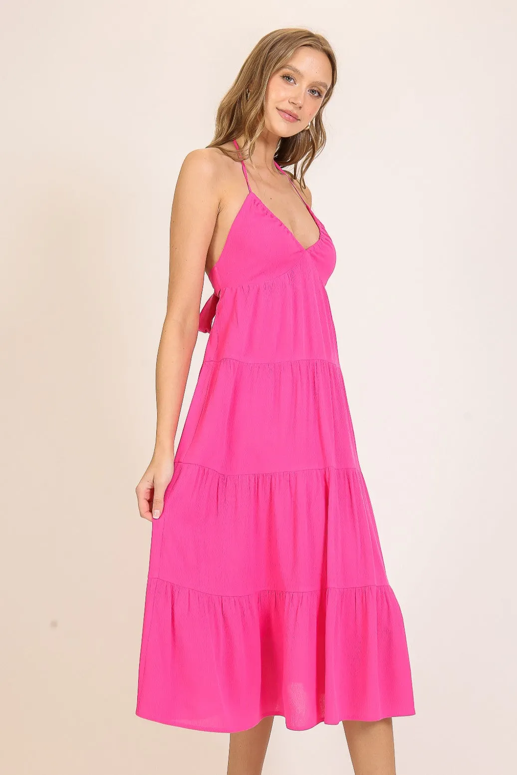 Pink Halter Cutout Midi Dress sold by Pinkblush product image thumbnail 3