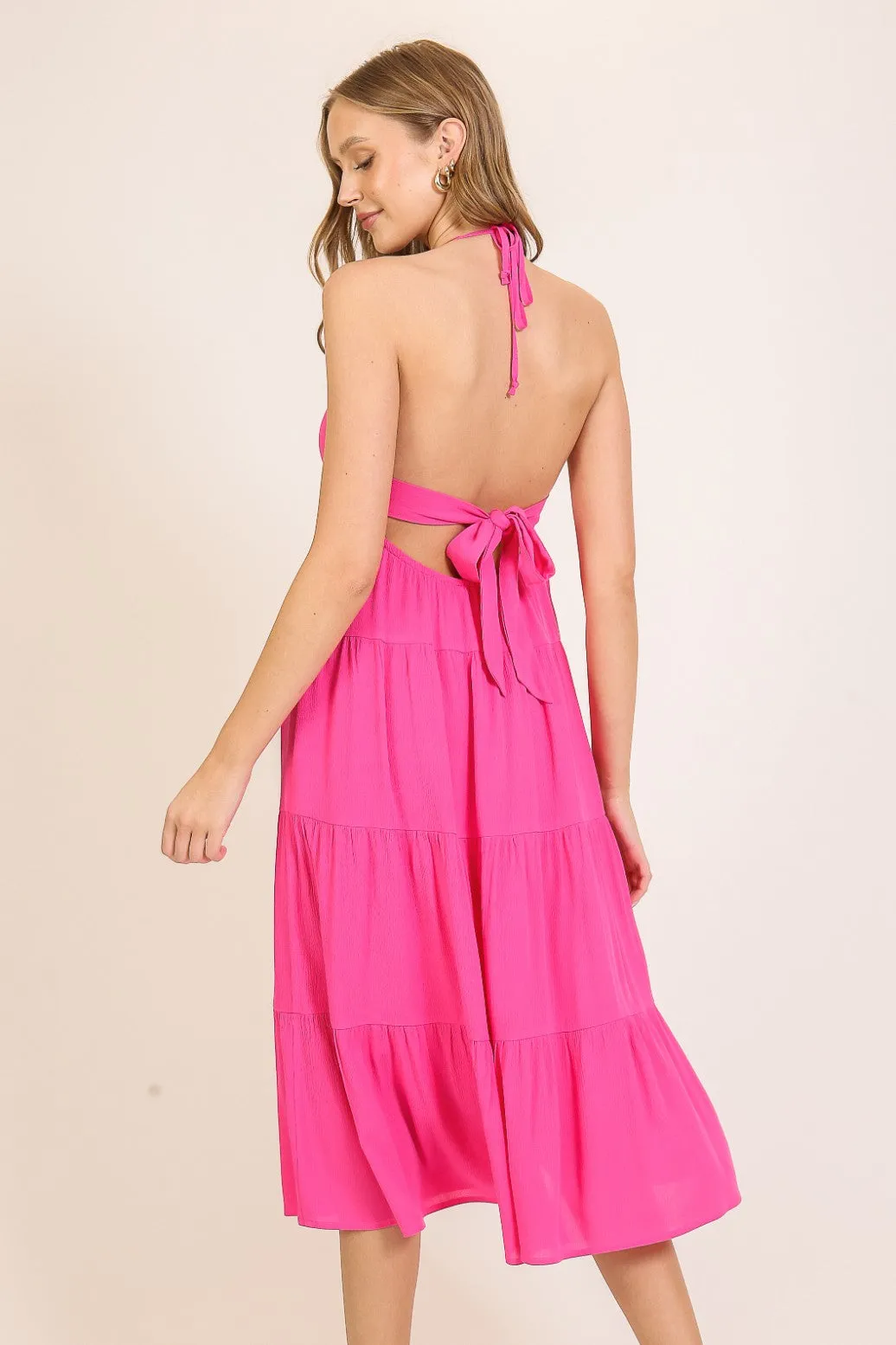 Pink Halter Cutout Midi Dress sold by Pinkblush product image thumbnail 4