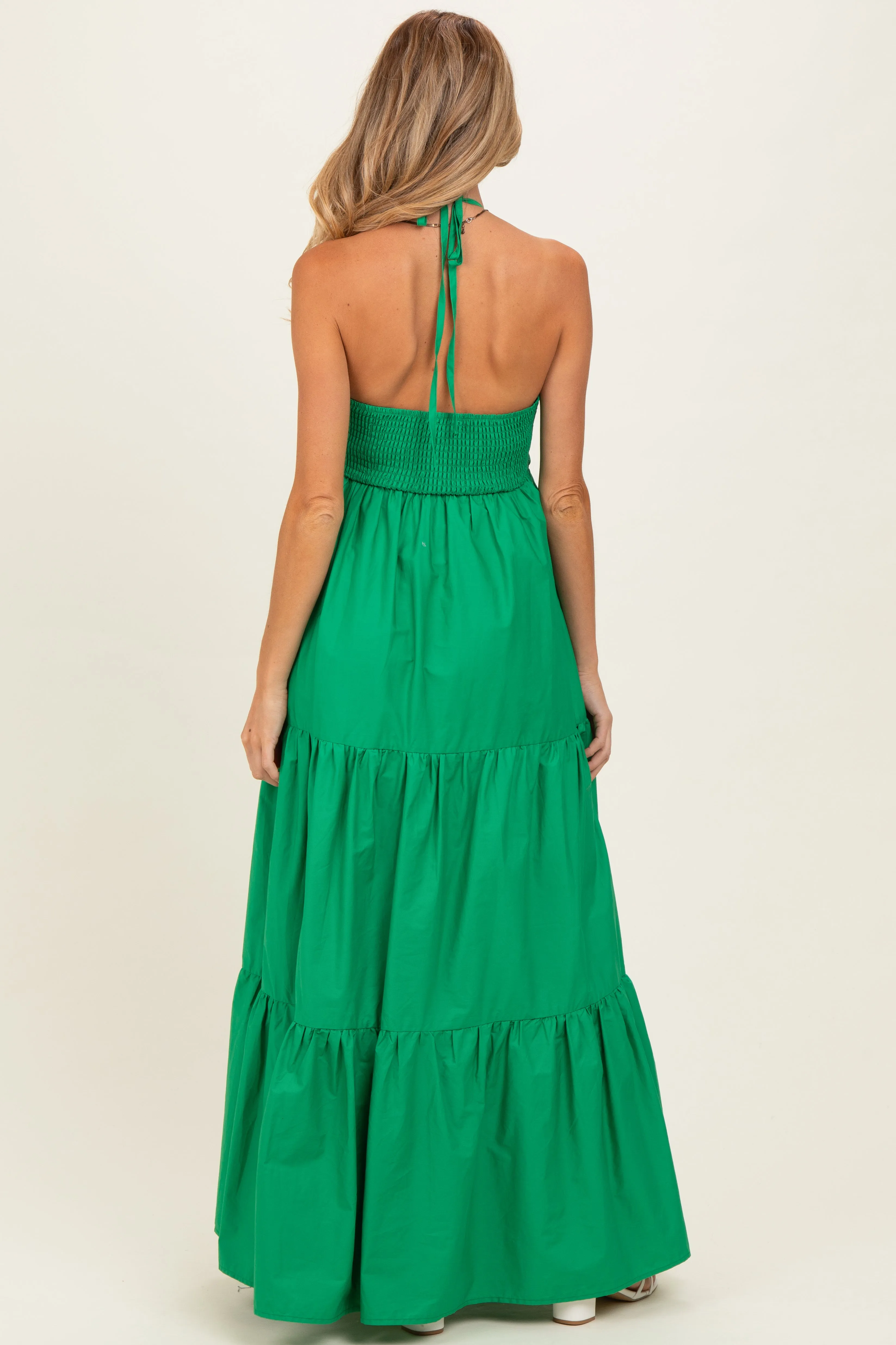 Green Cutout Halter Neck Maternity Maxi Dress sold by Pinkblush product image thumbnail 3