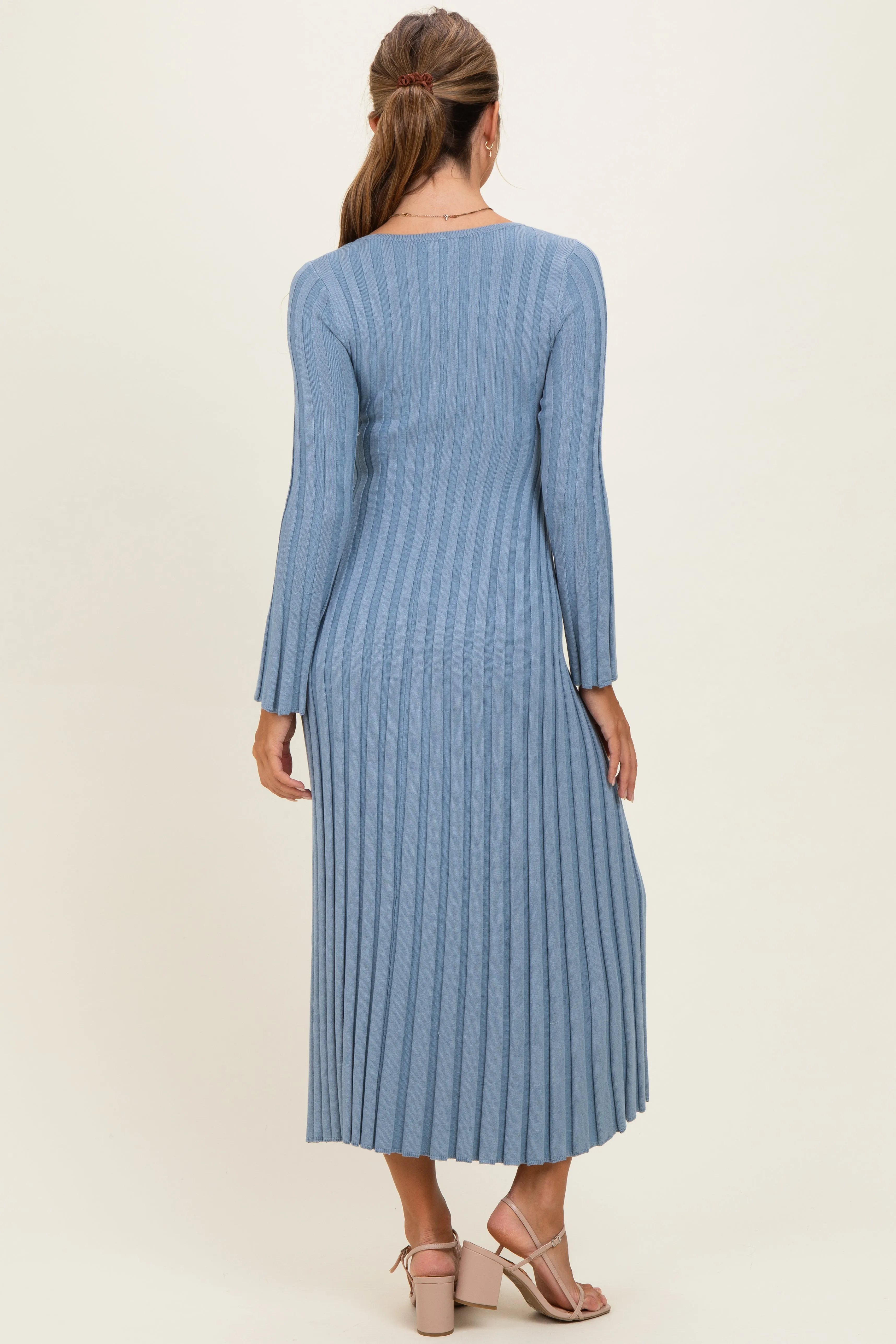Light Blue Ribbed Knit Maxi Dress sold by Pinkblush product image thumbnail 3