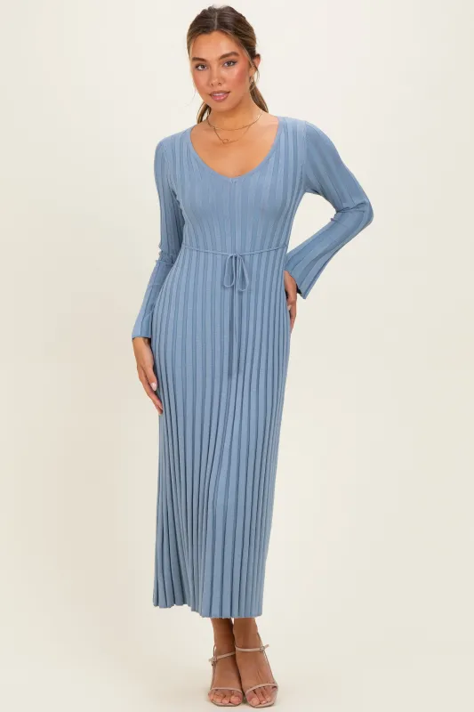 Light Blue Ribbed Knit Maxi Dress made by ILLA ILLA