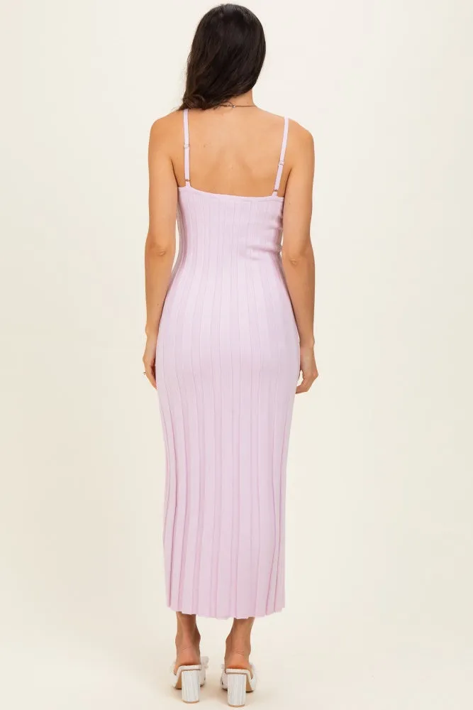 Light Pink Rib Knit Sleeveless Maxi Dress sold by Pinkblush product image thumbnail 3
