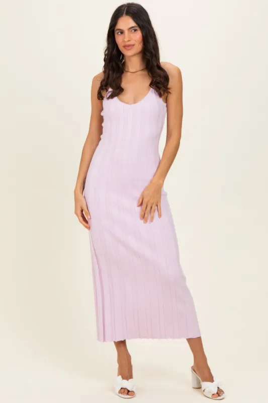 Light Pink Rib Knit Sleeveless Maxi Dress made by Able