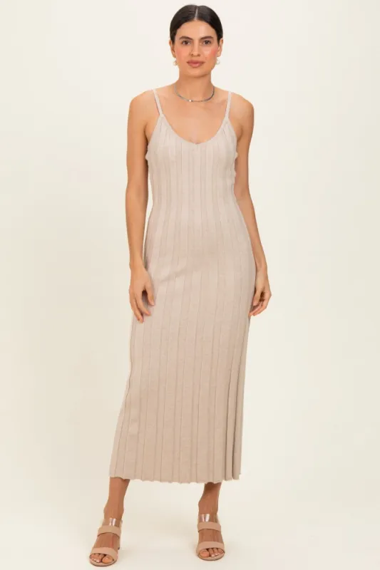 Oatmeal Rib Knit Sleeveless Maxi Dress made by Able