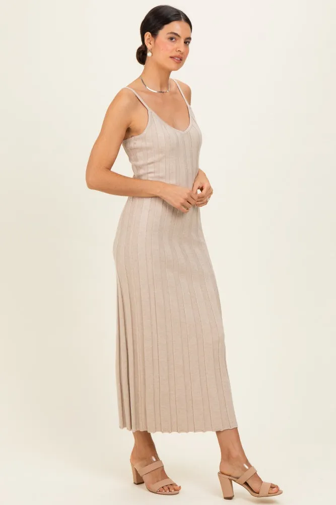 Oatmeal Rib Knit Sleeveless Maxi Dress sold by Pinkblush product image thumbnail 2