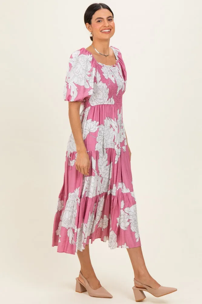 Pink Floral Cutout Tie Back Midi Dress sold by Pinkblush product image thumbnail 2
