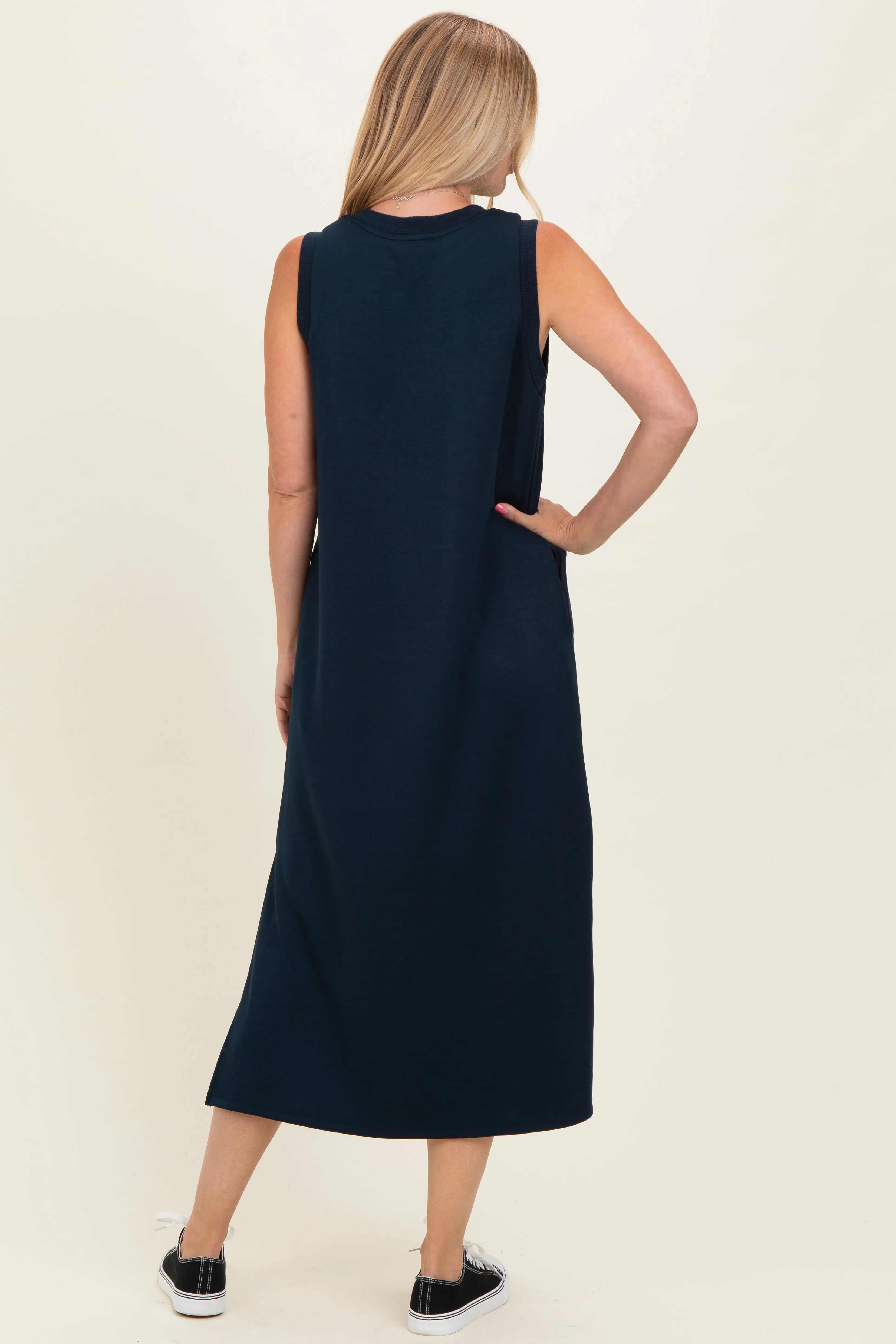 Navy Sleeveless Midi Dress sold by Pinkblush product image thumbnail 3