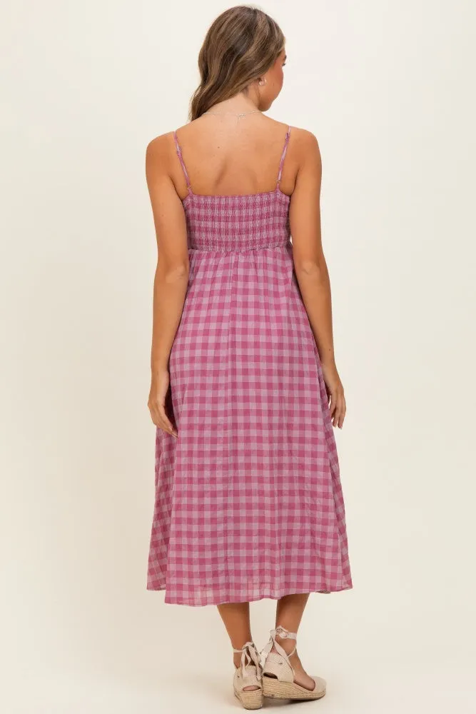 Pink Plaid Front Tie Sleeveless Maxi Dress sold by Pinkblush product image thumbnail 3