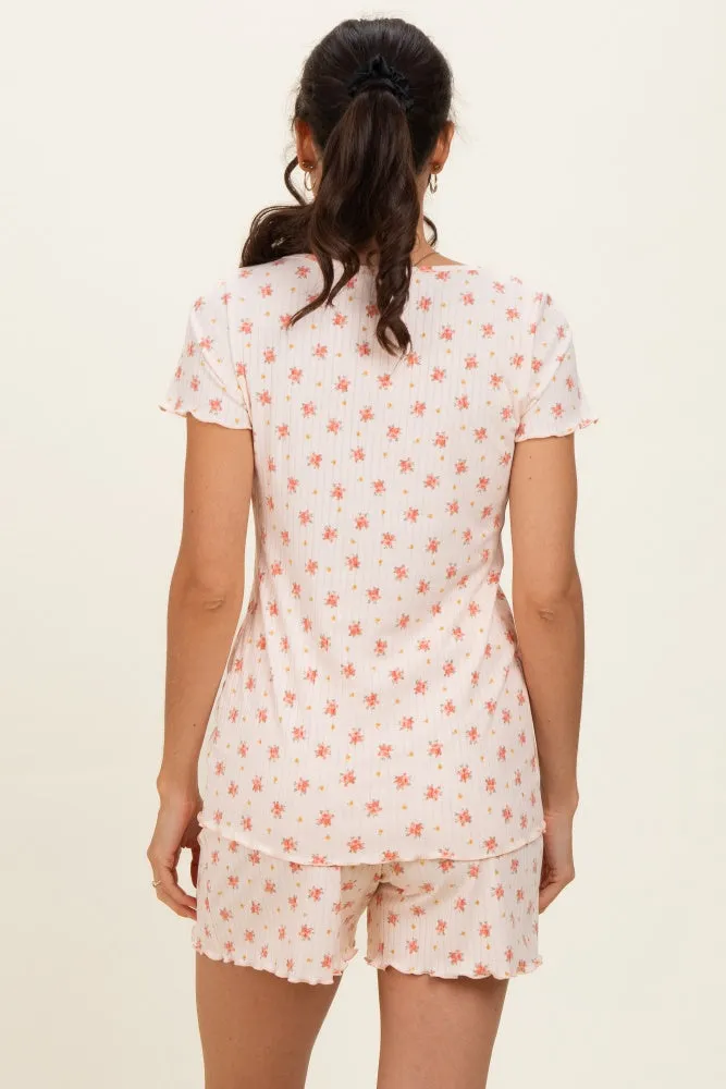 Peach Floral Ribbed Lounge Set sold by Pinkblush product image thumbnail 4