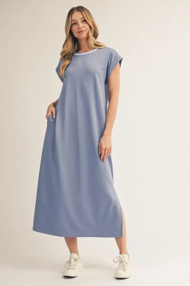 Denim Blue Side Slit Midi Dress sold by Pinkblush product image thumbnail 2